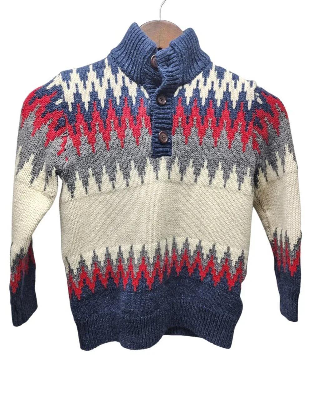 Gap Kids Pullover Knit Sweater Size S(6/7) Fair Isle Mountain Christmas Pattern
